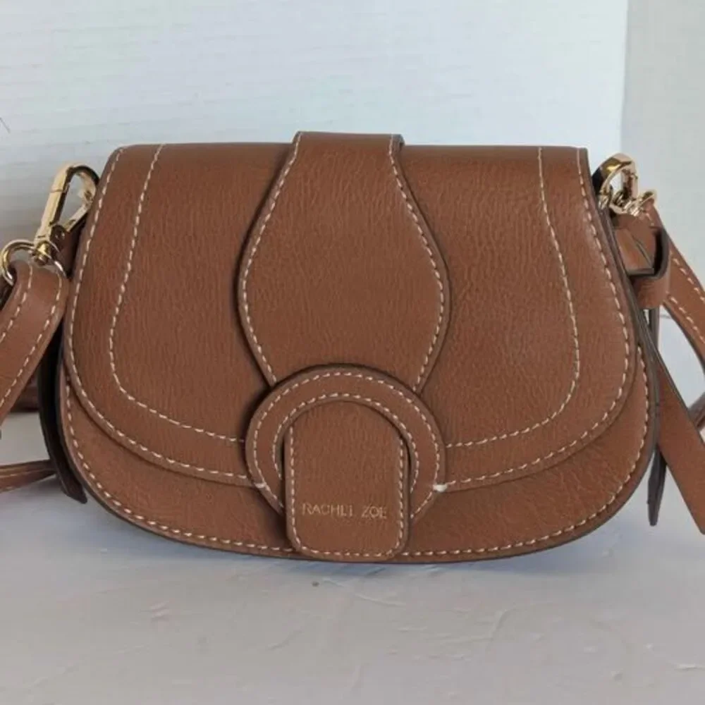 Small Rachel Zoe Tan Leather Convertible Crossbody Bag Purse 7x5